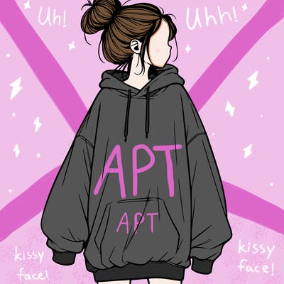 realistic girl with a oversized sweatshirt on and a bun
