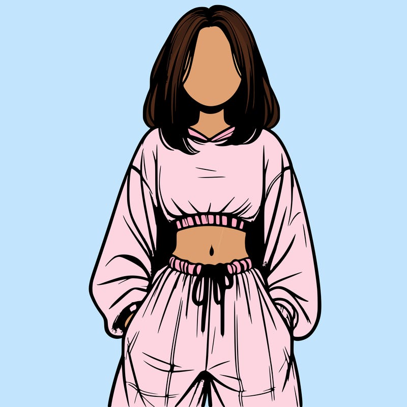 realistic girl faceless with baggy pants and a crop top