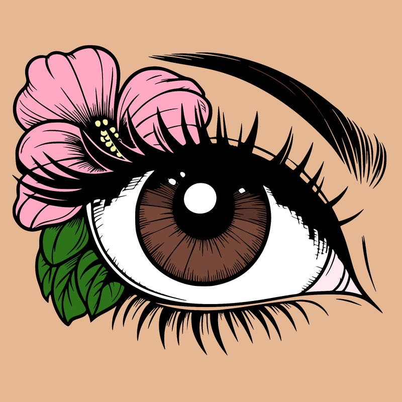 realistic eye with flower