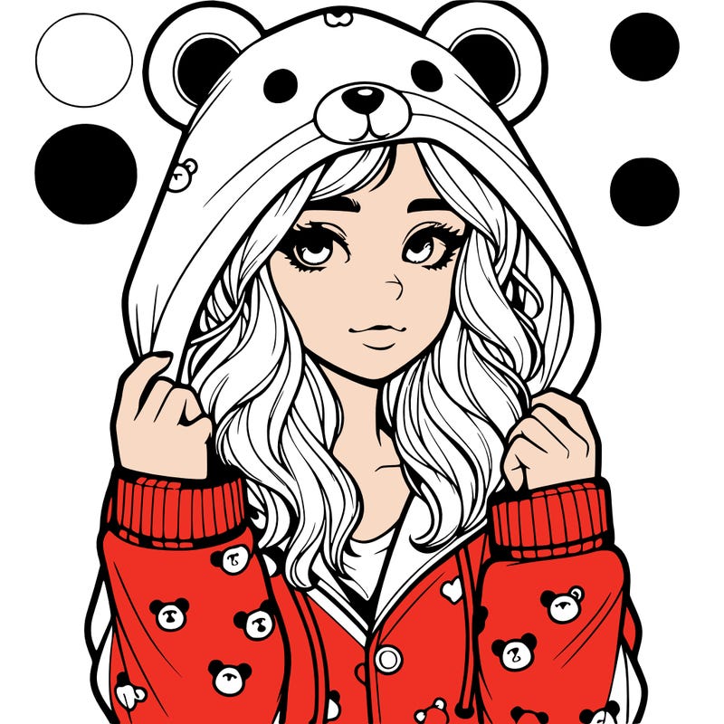 realistic girl in a animal pjs hoodie