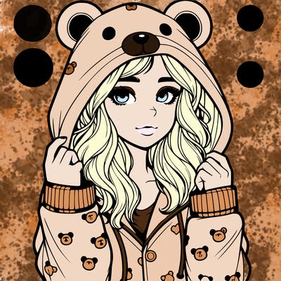 realistic girl in a animal pjs hoodie