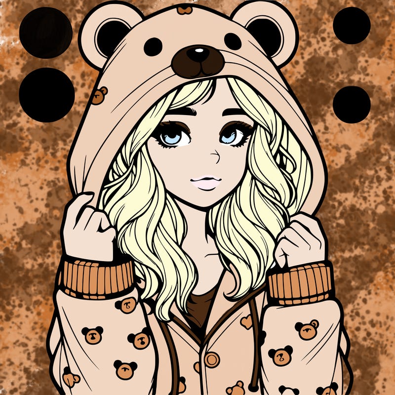realistic girl in a animal pjs hoodie