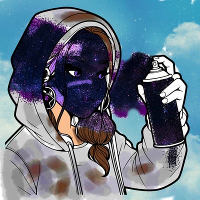 a realistic girl, spray painting