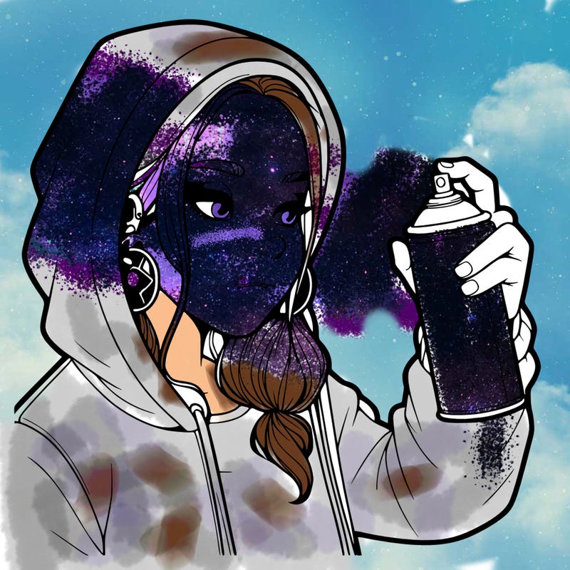 a realistic girl, spray painting