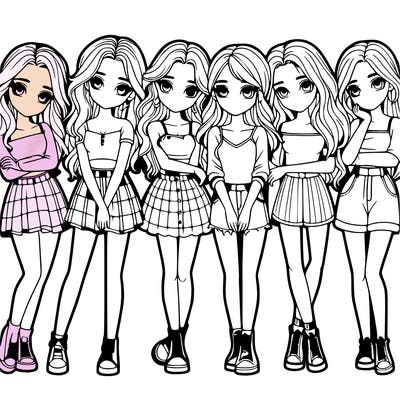 a group of girls realistic