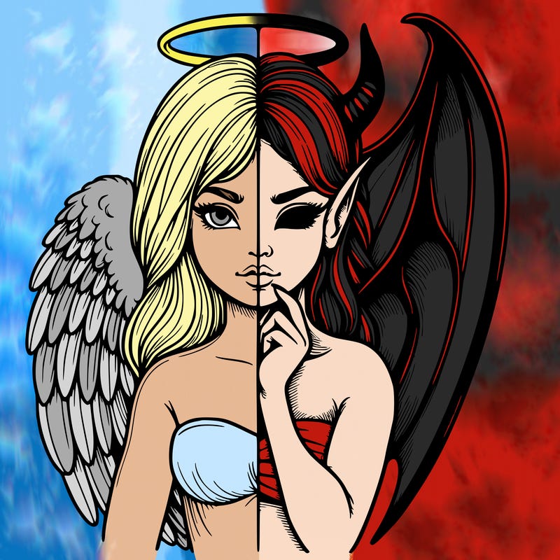 realistic angel half demon