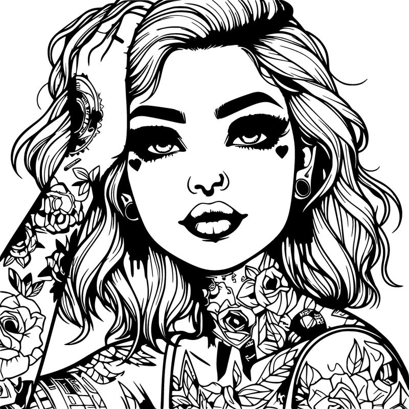 realistic girl with tattoos all over