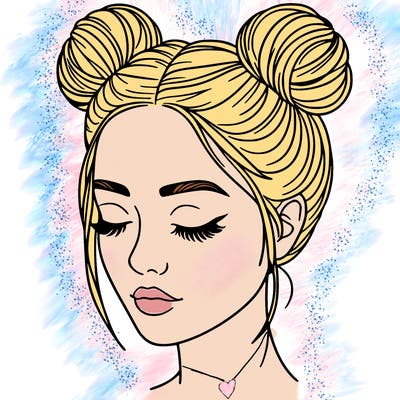 woman with hair buns