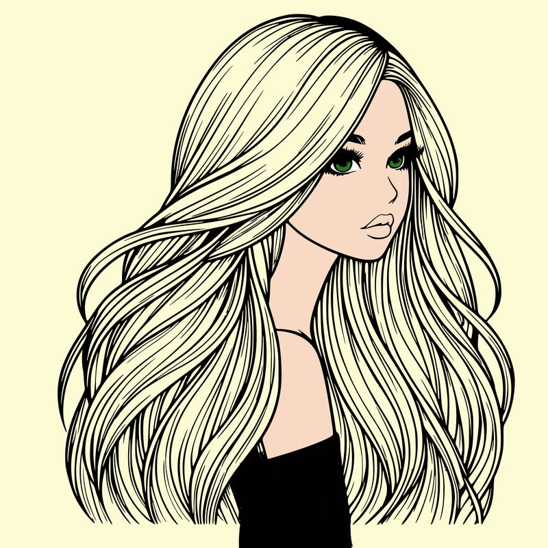realistic girl with long realistic hair