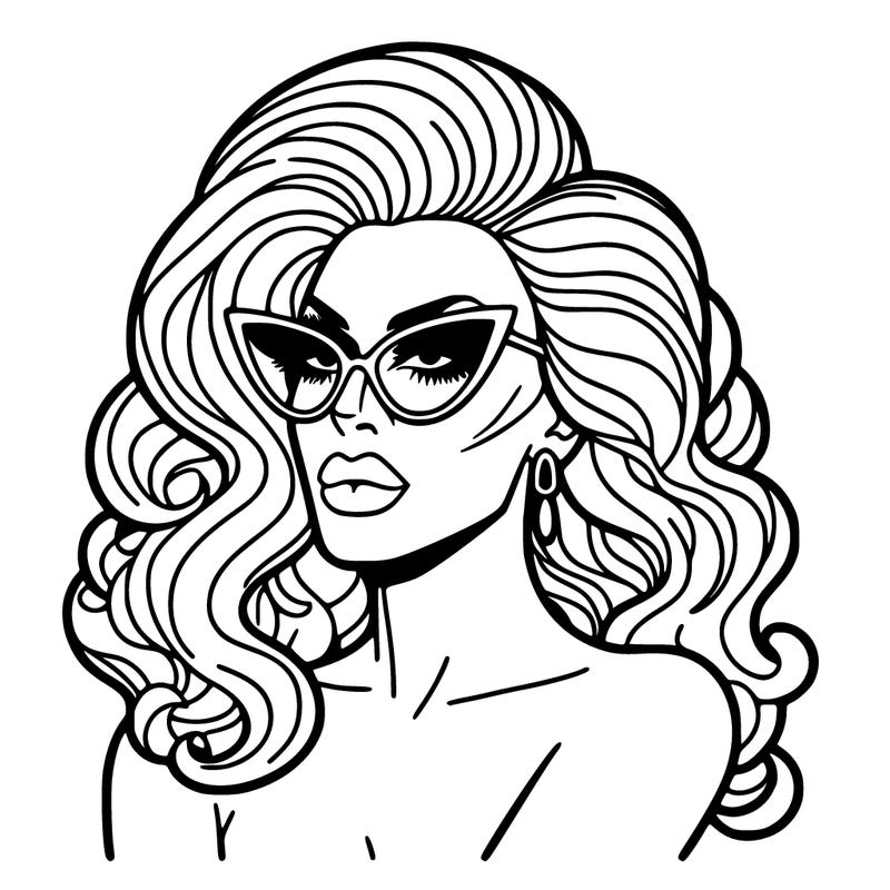 drag queen with sunglasses on top of her head