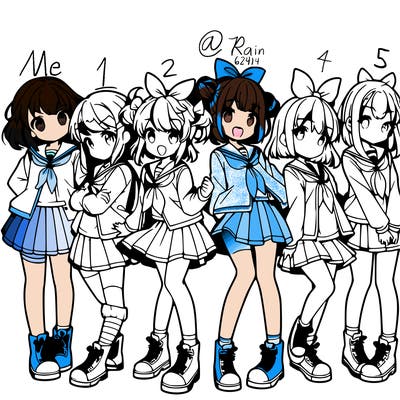 a group of young anime girls