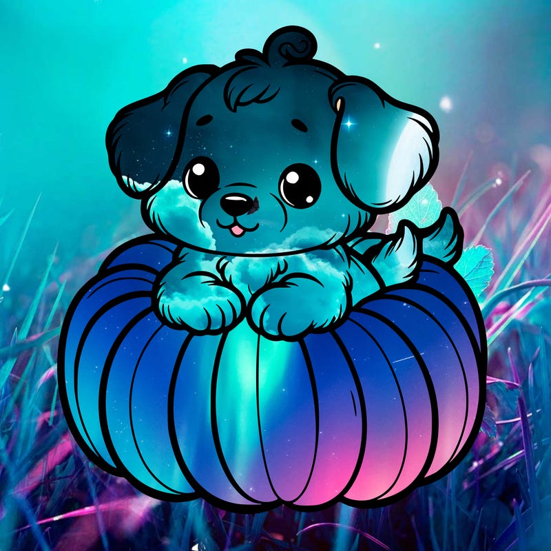 cute little puppy in a pumpkin