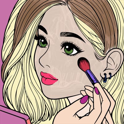 a realistic girl doing her makeup