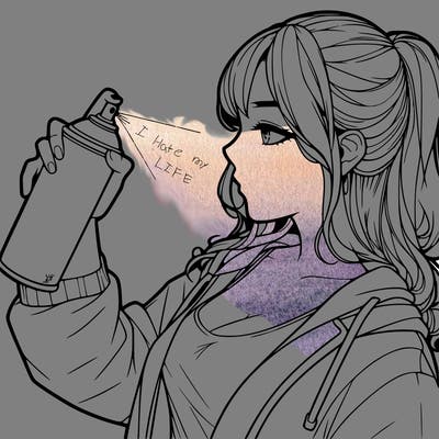 a realistic girl spray, painting