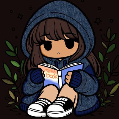 girl in oversized hoodie reading a book