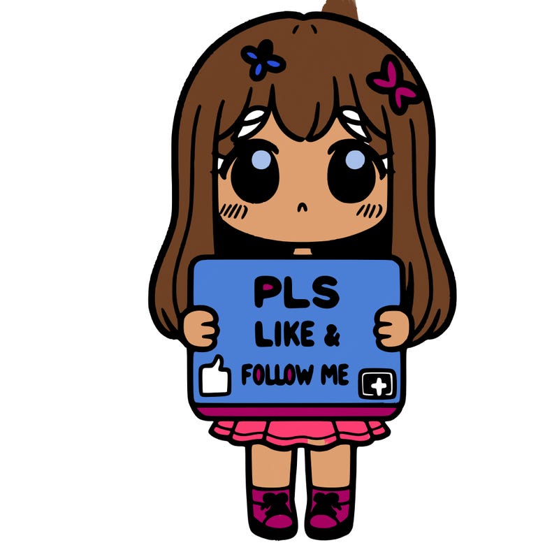 girl holding a sign that says pls like and follow me