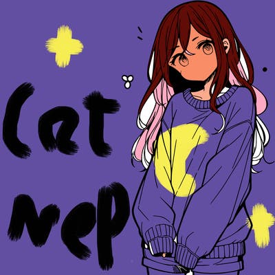 manga teen girl  in a sweater and baggy pants