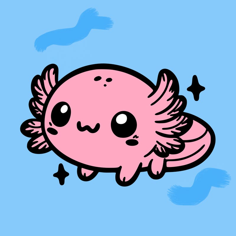 cute easy baby axolotl