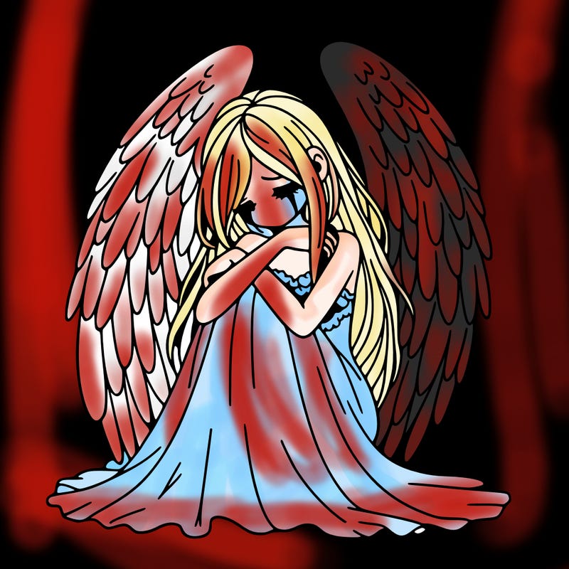 ethereal girl in grief, lonely and heartbroken