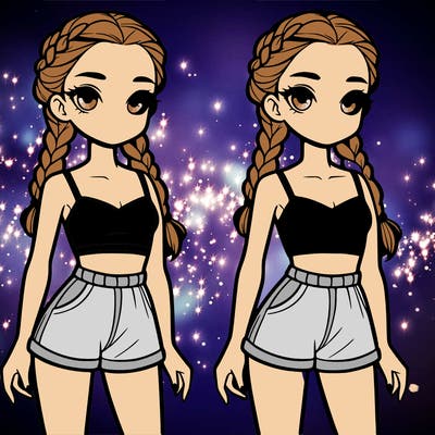 girl with french braids and crop tank top and shorts