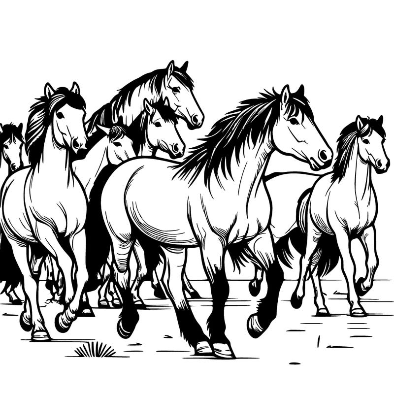 realistic wild horse herd
