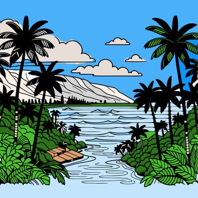 view of the ocean in hawaii lots of palm trees and beautiful view