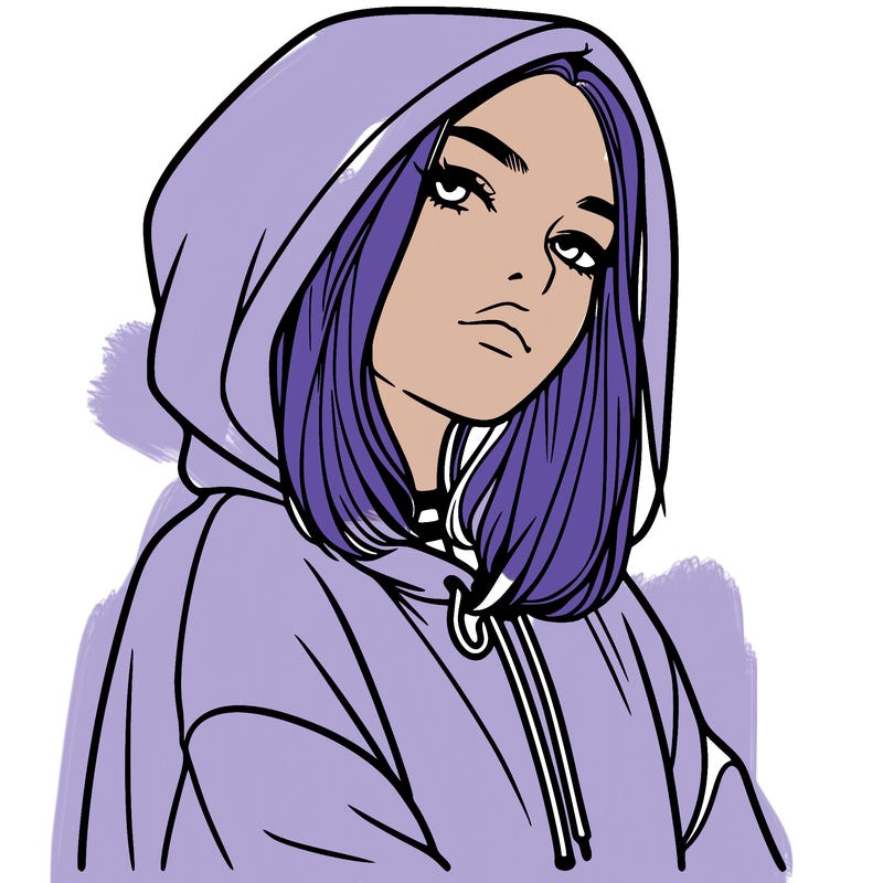 a realistic girl in a hoodie