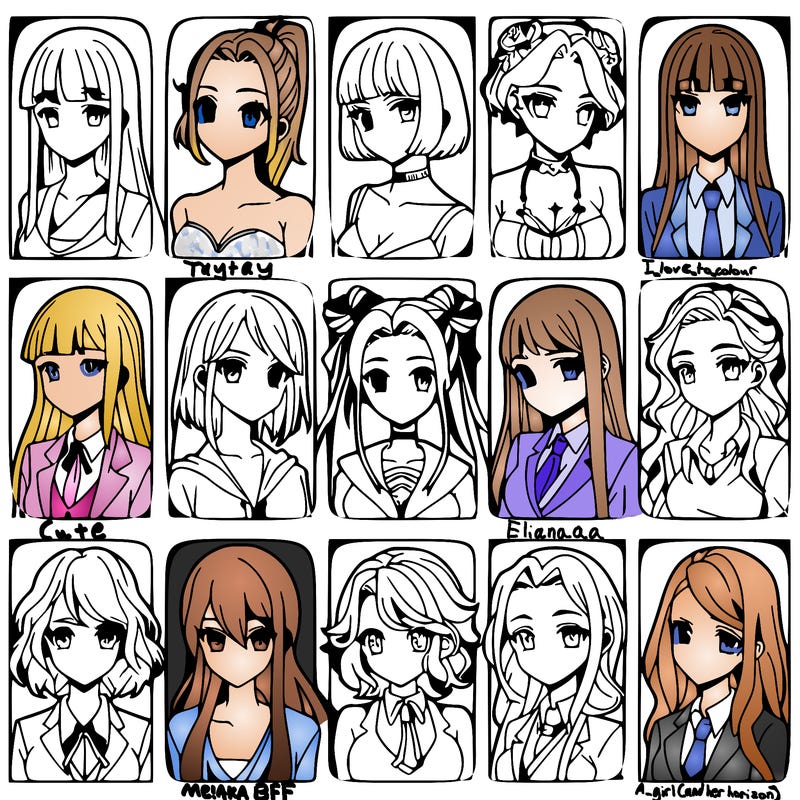 girls that look diffrent anime