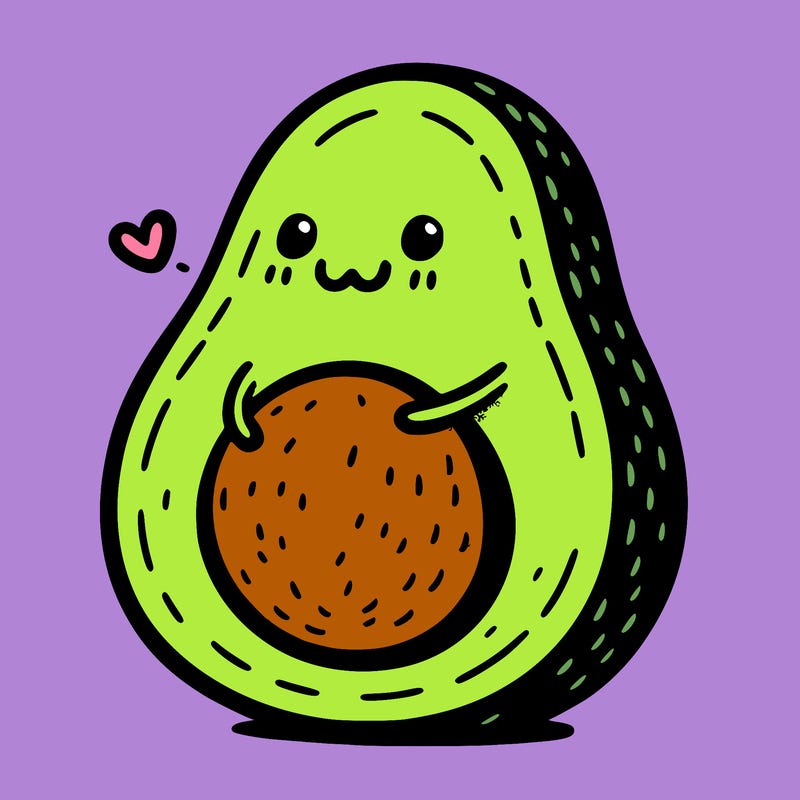 an avocado hugging an avocado