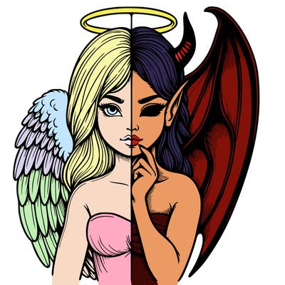 realistic angel half demon