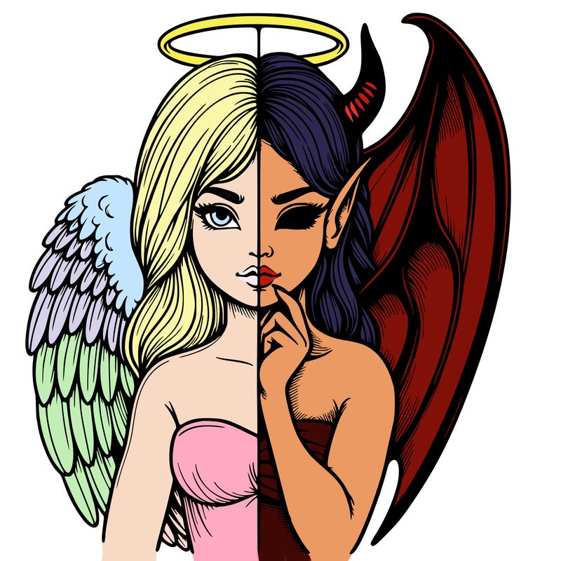 realistic angel half demon