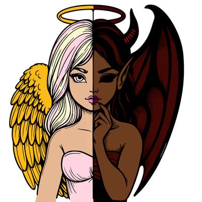 realistic angel half demon