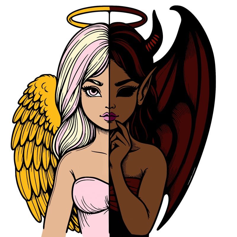 realistic angel half demon