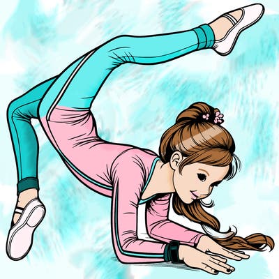 realistic girl doing gymnastics
