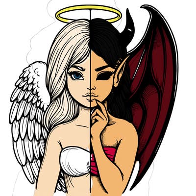 realistic angel half demon