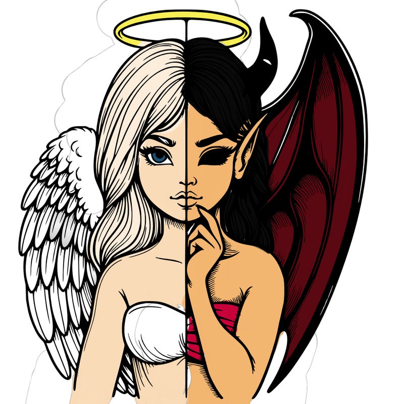 realistic angel half demon