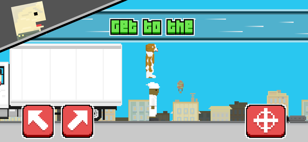 Getaway Shootout - Pixel art characters jumping in a city level in Getaway Shootout
