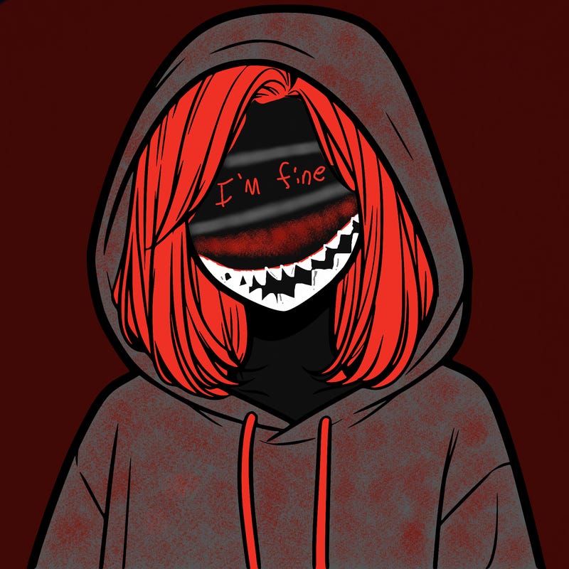 a faceless girl in a hoddie