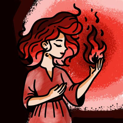 woman with fire