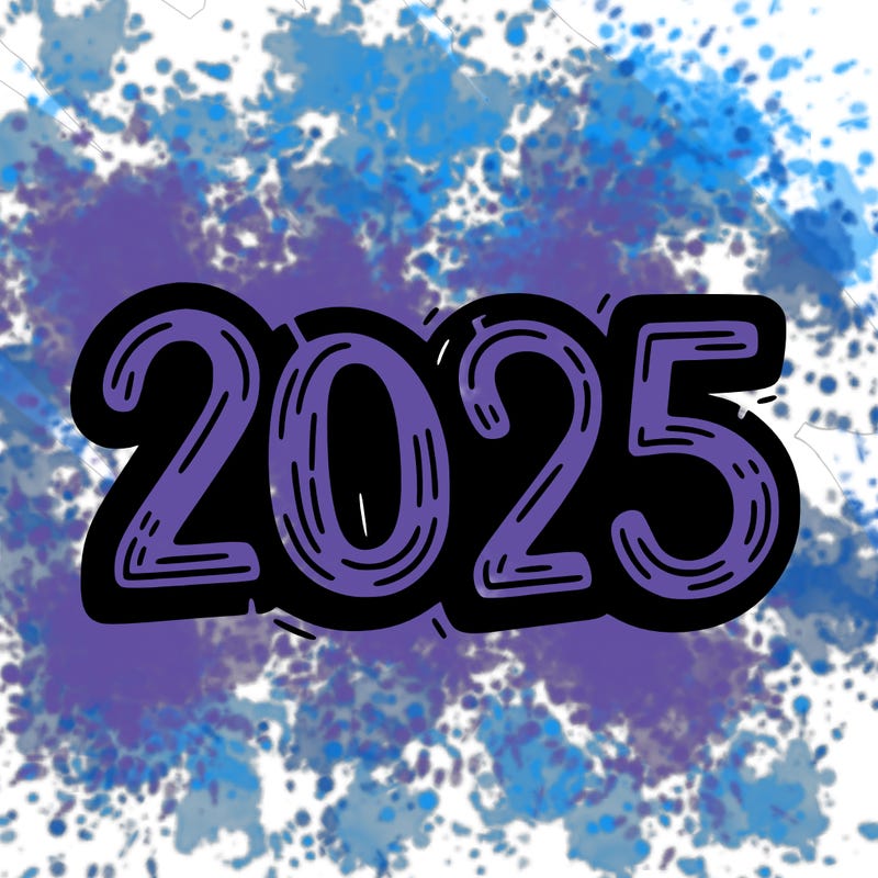 one line scrawled numbers sketch design “2025”