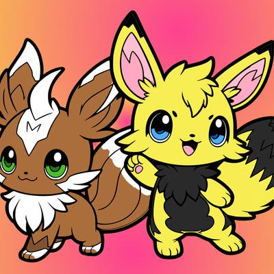 pikachu and eevee