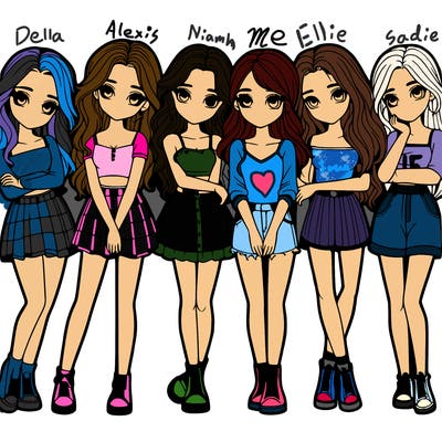 a group of girls realistic
