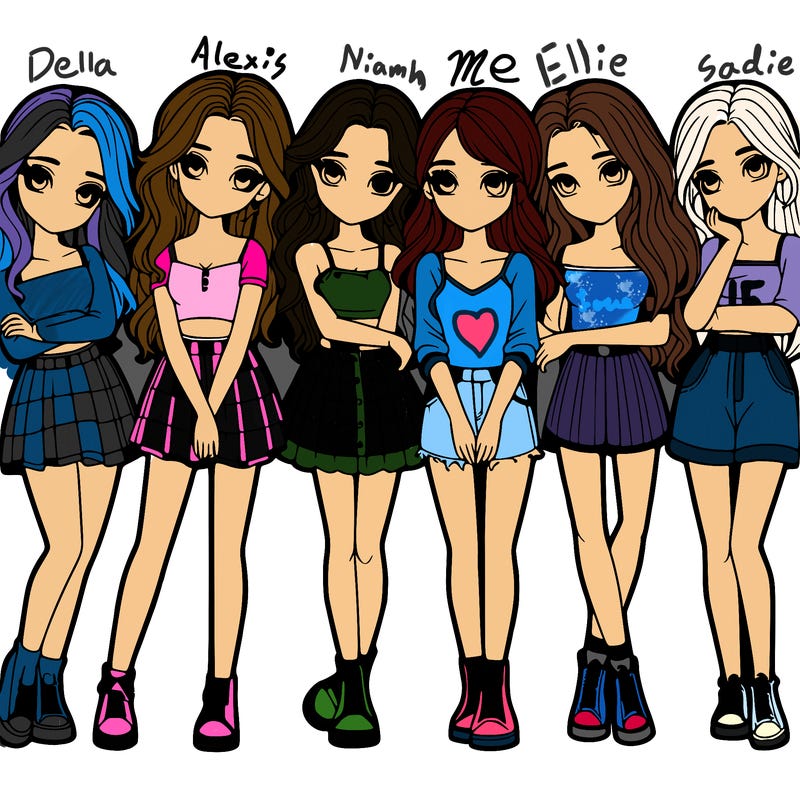 a group of girls realistic