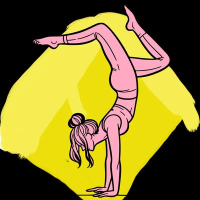a woman doing a handstand