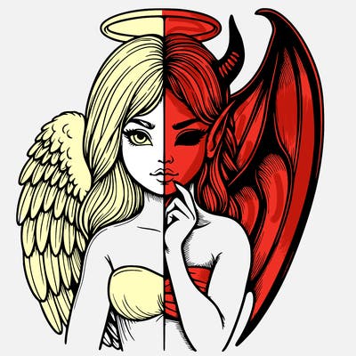 realistic angel half demon