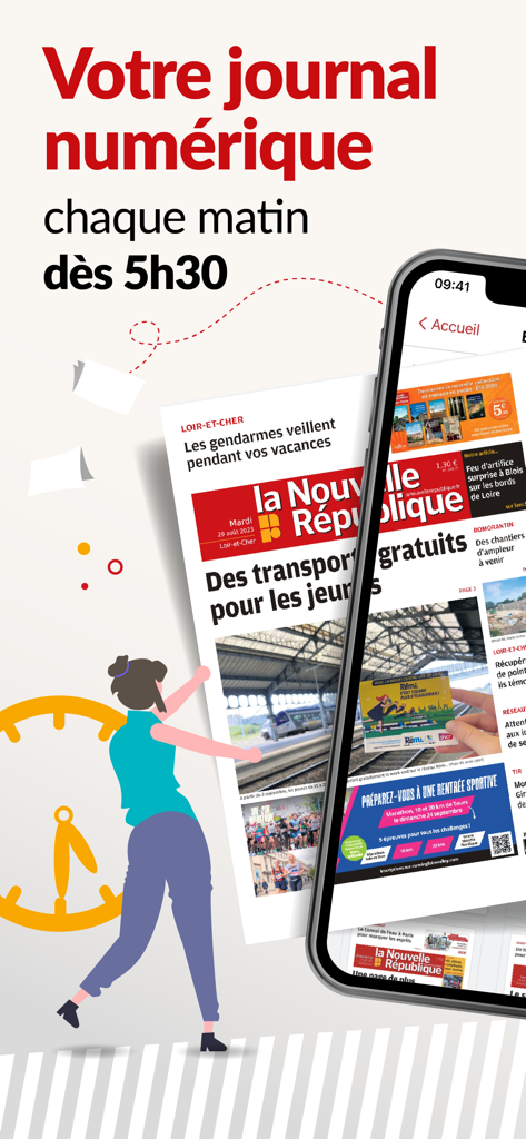 Smartphone displaying the Journal la NR digital newspaper with headlines in French