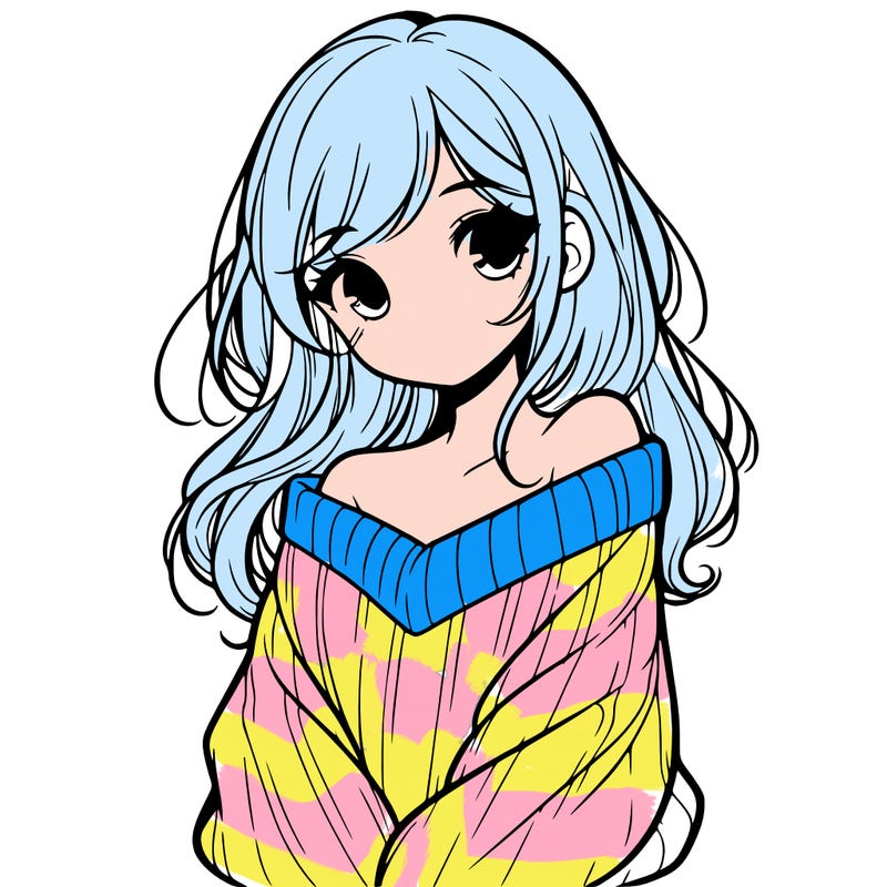 shy pretty girl wearing a sweater that is falling off one shoulder portrait