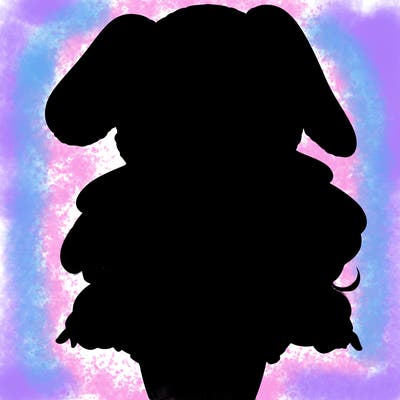 pretty anime girl wearing a fluffy hoodie with bunny ears on the hood and a skirt