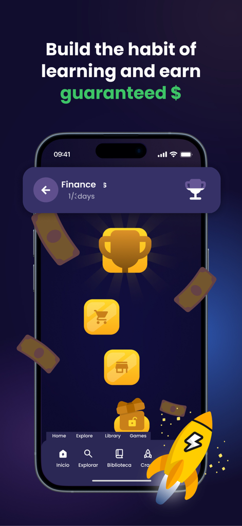 Bookster: Books in 15 Minutes - Bookster app screen illustrating the reward system for building daily learning habits