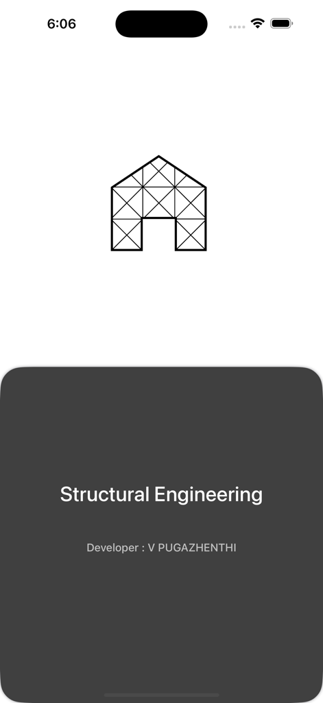 Structural Engineering lite - Structural Engineering app splash screen featuring a geometric truss logo and developer name